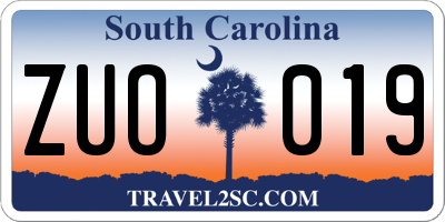SC license plate ZUO019
