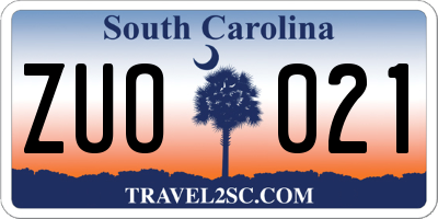 SC license plate ZUO021
