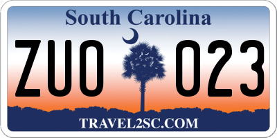 SC license plate ZUO023