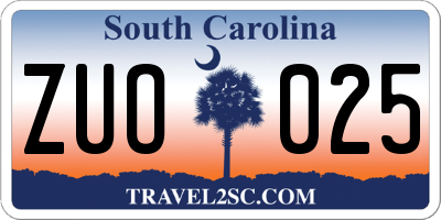 SC license plate ZUO025