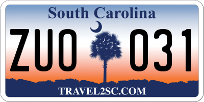 SC license plate ZUO031