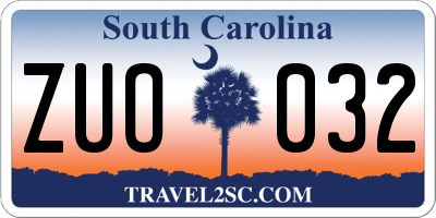 SC license plate ZUO032