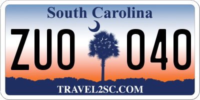 SC license plate ZUO040