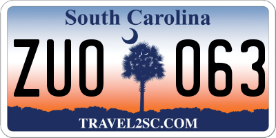 SC license plate ZUO063