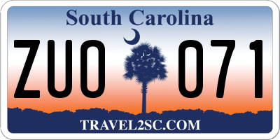 SC license plate ZUO071