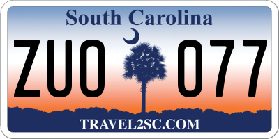 SC license plate ZUO077
