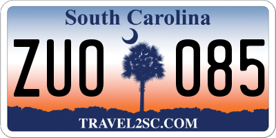 SC license plate ZUO085