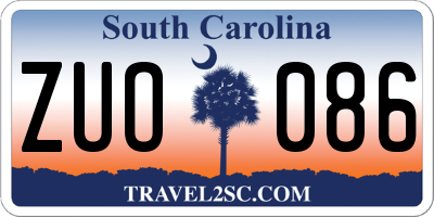 SC license plate ZUO086