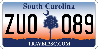 SC license plate ZUO089