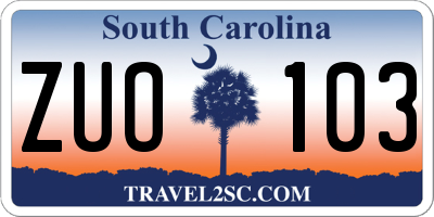 SC license plate ZUO103
