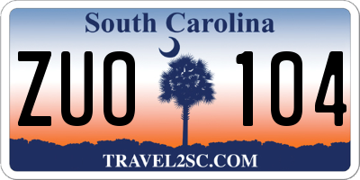 SC license plate ZUO104