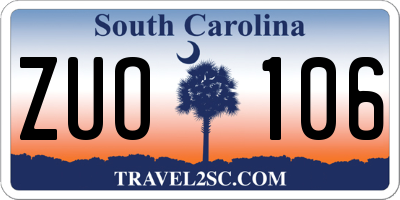 SC license plate ZUO106