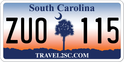 SC license plate ZUO115