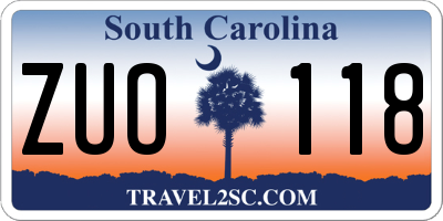 SC license plate ZUO118