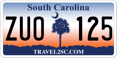 SC license plate ZUO125