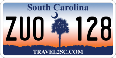 SC license plate ZUO128