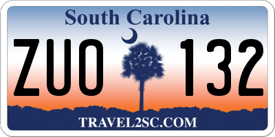 SC license plate ZUO132