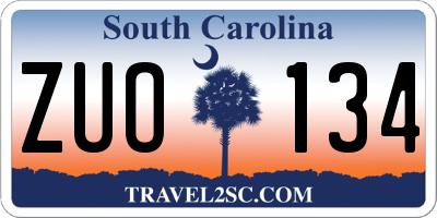 SC license plate ZUO134