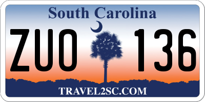 SC license plate ZUO136