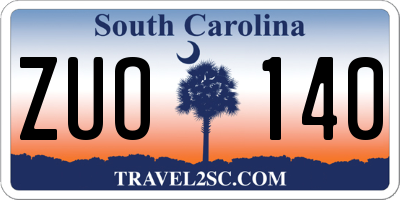 SC license plate ZUO140