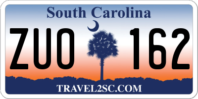 SC license plate ZUO162