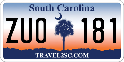 SC license plate ZUO181