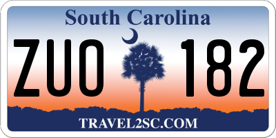 SC license plate ZUO182