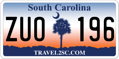 SC license plate ZUO196