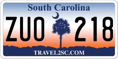 SC license plate ZUO218