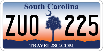 SC license plate ZUO225