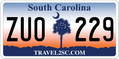 SC license plate ZUO229