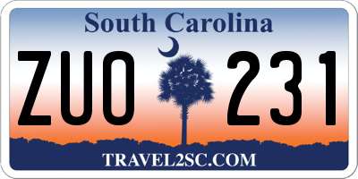 SC license plate ZUO231