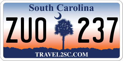 SC license plate ZUO237