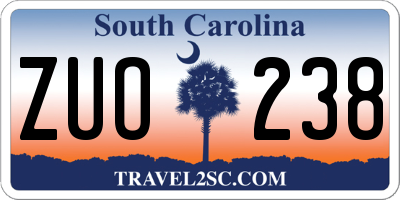SC license plate ZUO238