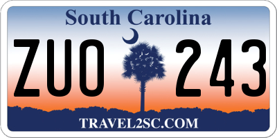 SC license plate ZUO243