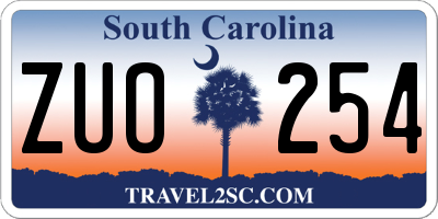 SC license plate ZUO254