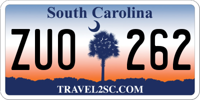 SC license plate ZUO262