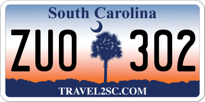 SC license plate ZUO302