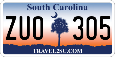 SC license plate ZUO305
