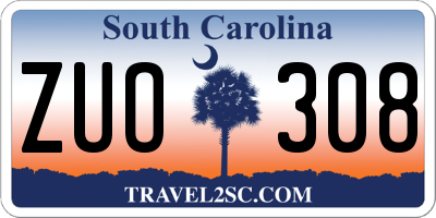 SC license plate ZUO308