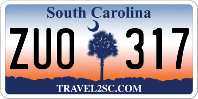SC license plate ZUO317