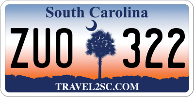 SC license plate ZUO322