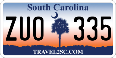 SC license plate ZUO335