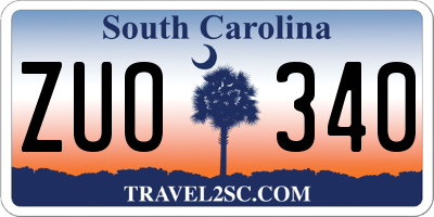 SC license plate ZUO340
