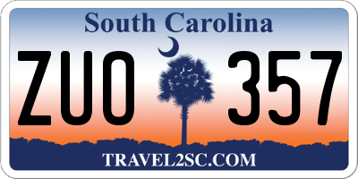 SC license plate ZUO357