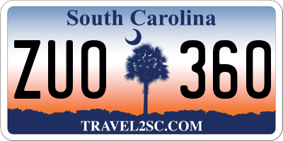 SC license plate ZUO360