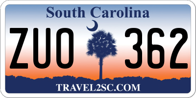 SC license plate ZUO362