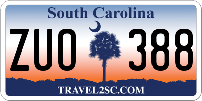 SC license plate ZUO388