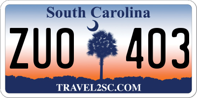 SC license plate ZUO403