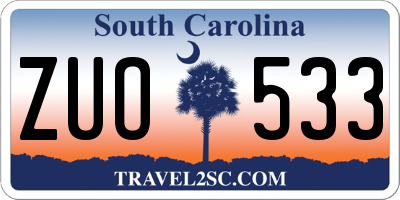 SC license plate ZUO533